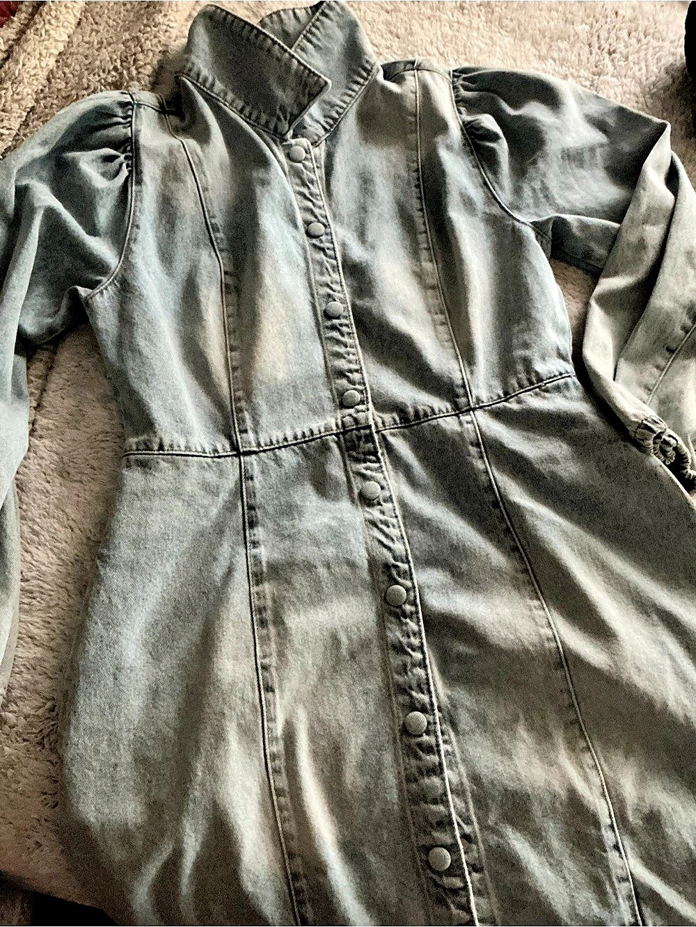 Free People Mad Love Denim Mini Dress Gray XL Like New